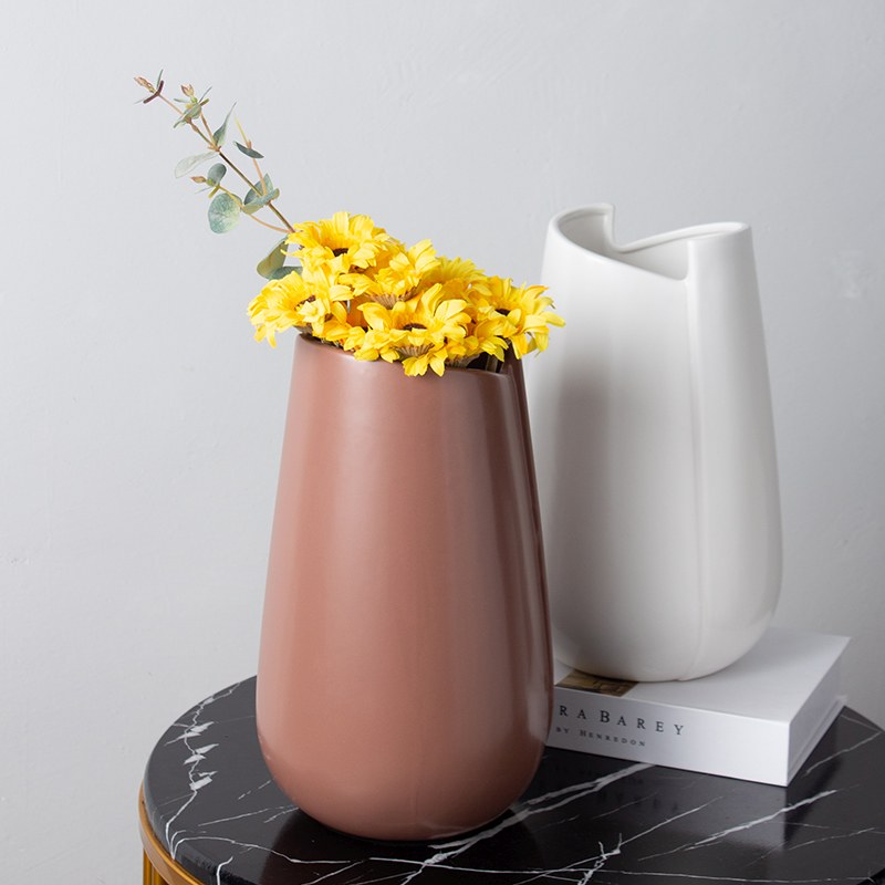 Set vaze alb si maro, ceramica, 19cm decoralis.ro/